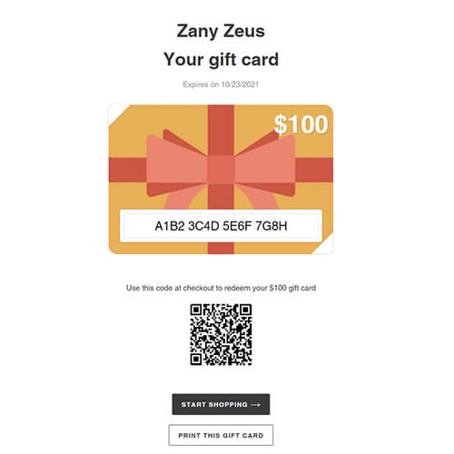 Zany Zeus Digital Gift Voucher